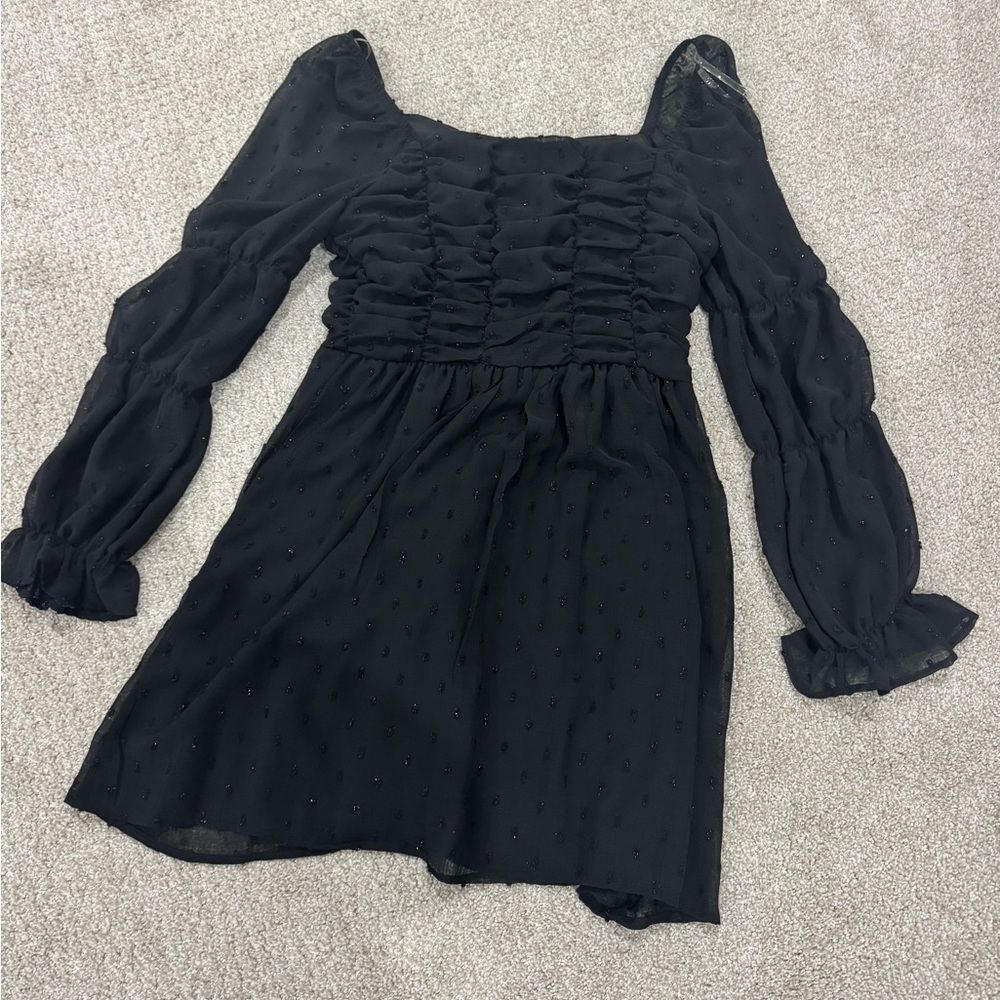 Chic Black Ruched Mini Dress NWOT